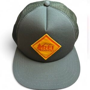 REI Co-op Olive Green Trucker Hat Snapback Mesh Patch Logo Cap
